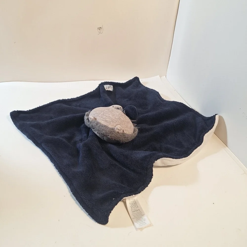 Carters Just One‎ You Roar Lion Navy Blue Gray Plush Security Blanket Lovey 15